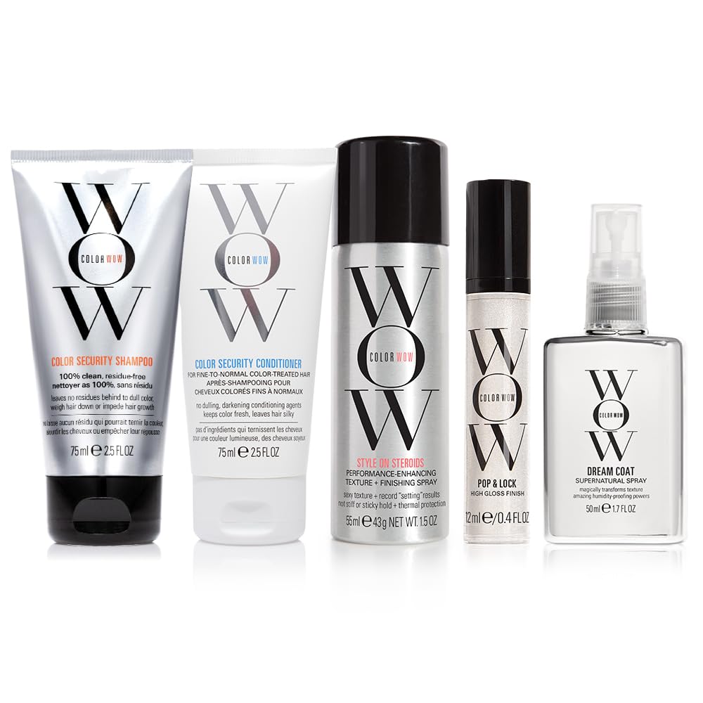 COLOR WOW Color Security Shampoo travel-size bottle highlights cleansing without buildup.