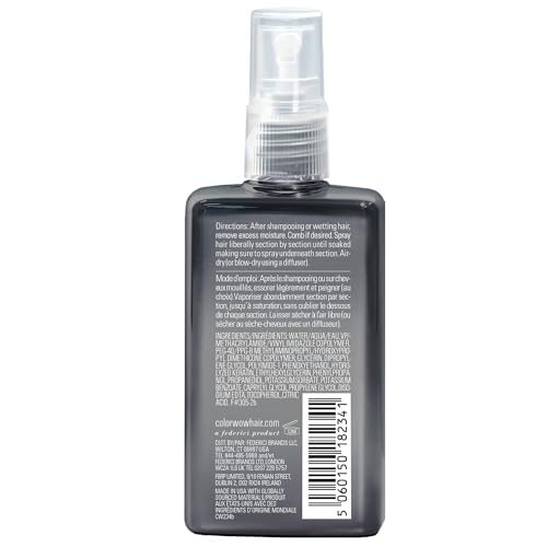 COLOR WOW Dream Coat curly spray application demonstrates quick, moisture-boosting smoothing