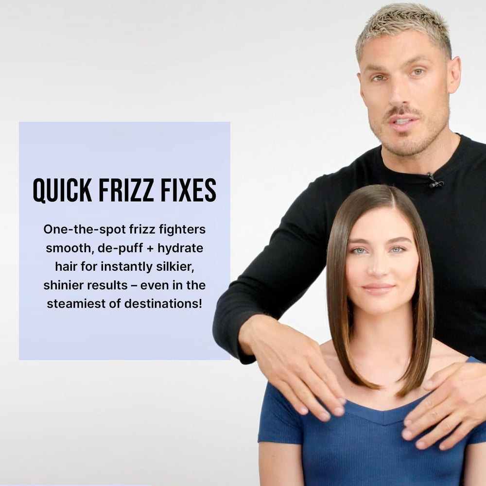 COLOR WOW Hair swatch demonstrates sleek finish and frizz reduction.
