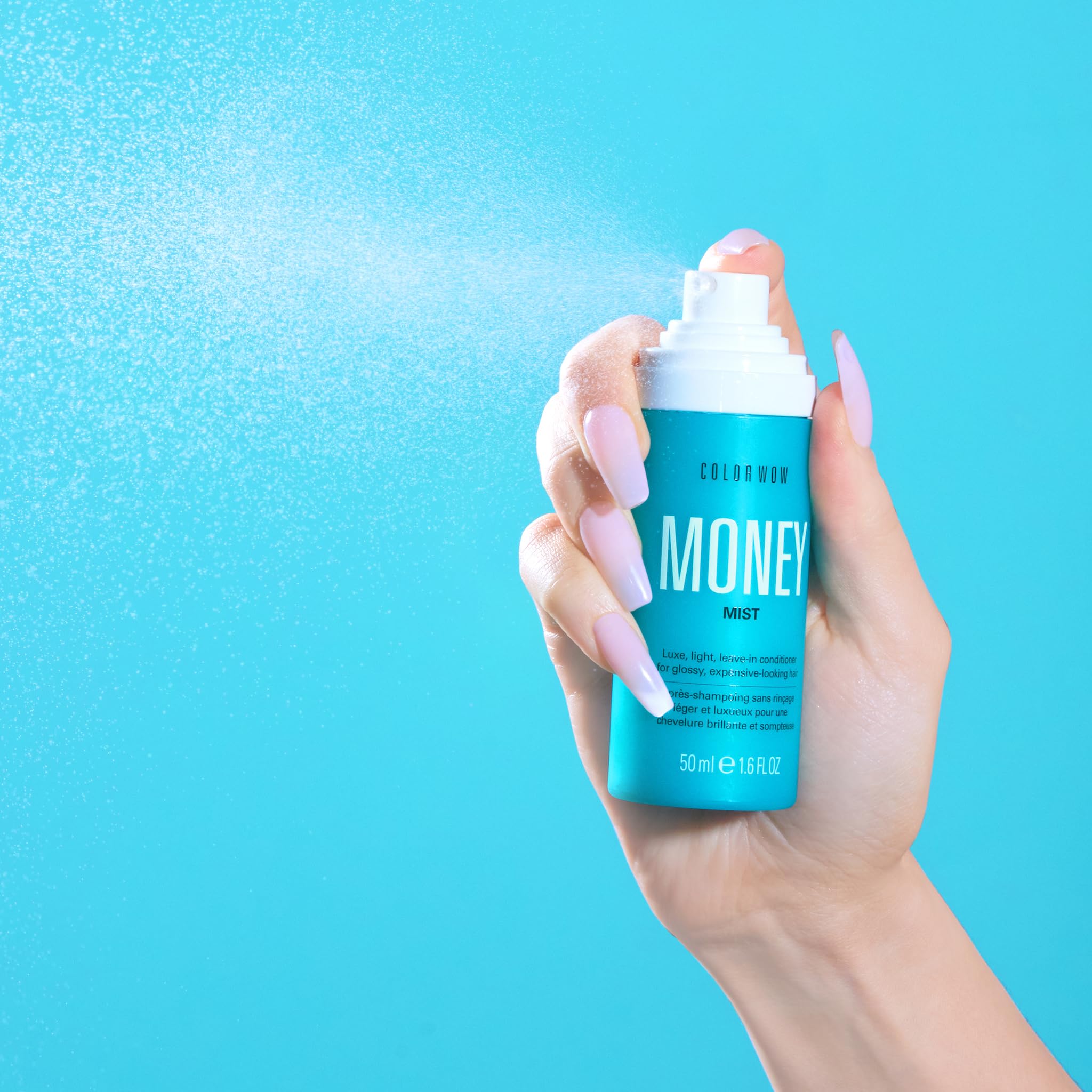 COLOR WOW Money Mist bao-lized amino acid complex illustrates targeted conditioning.