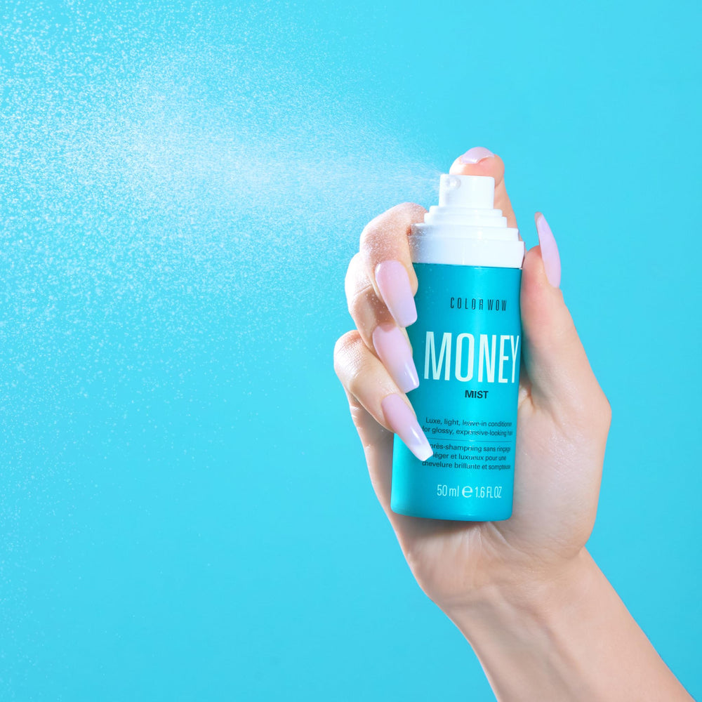 COLOR WOW Money Mist bao-lized amino acid complex illustrates targeted conditioning.