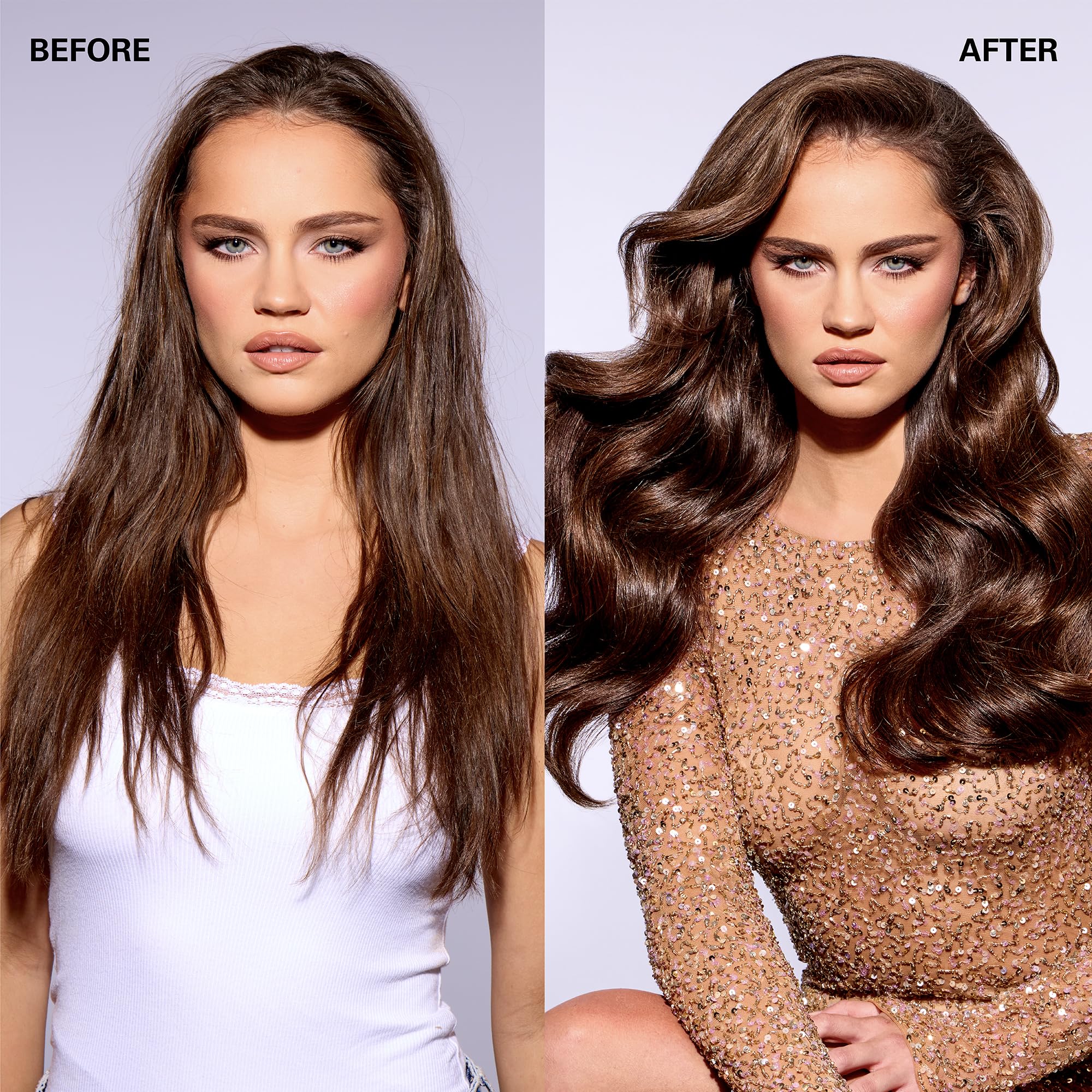 COLOR WOW Money Mist bottle dispense highlights smooth, detangled strands.