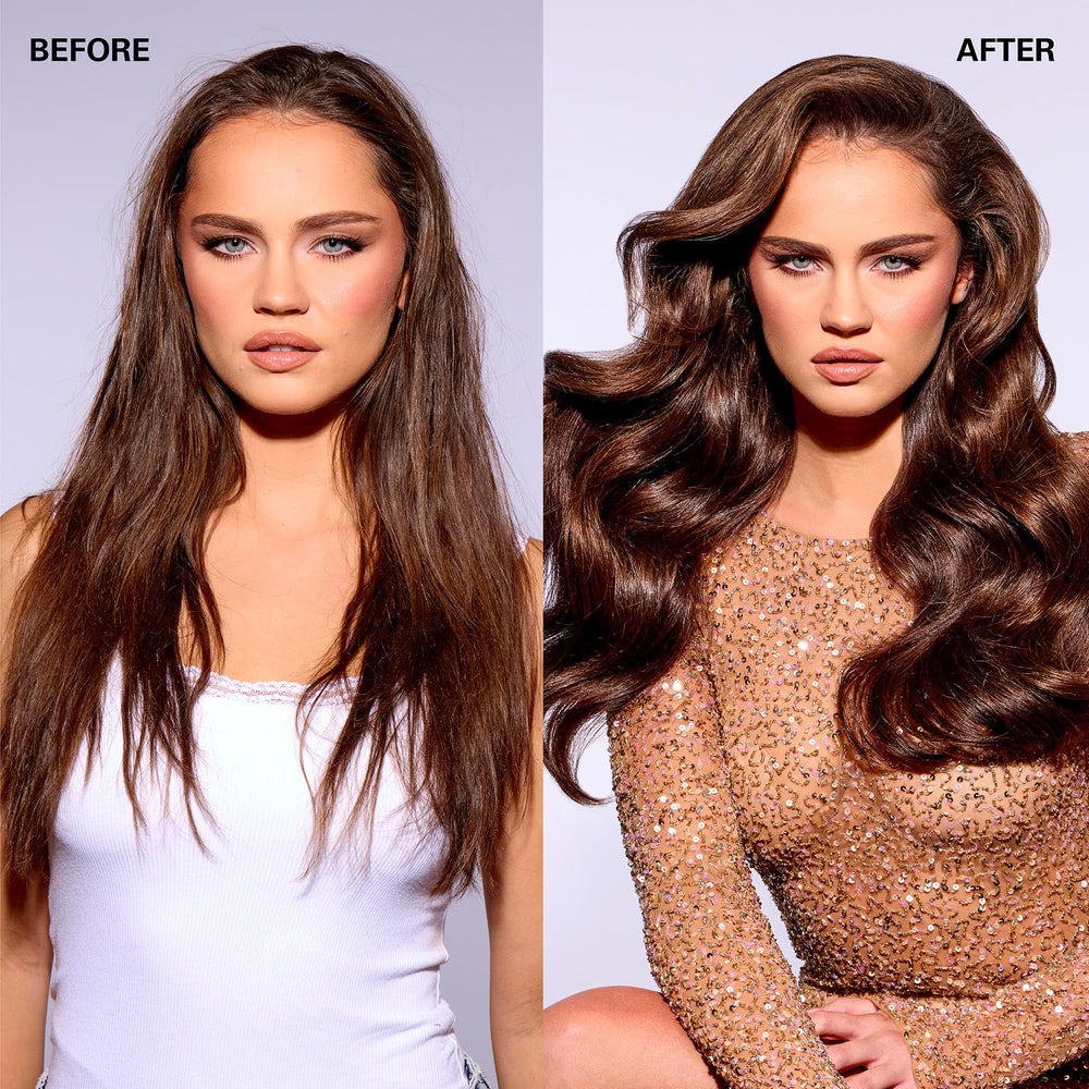COLOR WOW Money Mist bottle dispense highlights smooth, detangled strands.