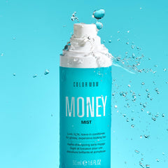COLOR WOW Money Mist hair gloss close-up highlights luxurious, expensive-looking shine.