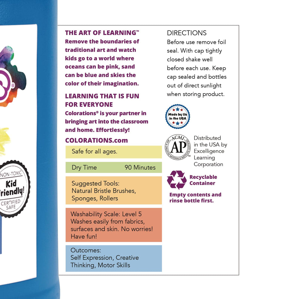 Colorations USA-made paint meets safety standards for young artists.