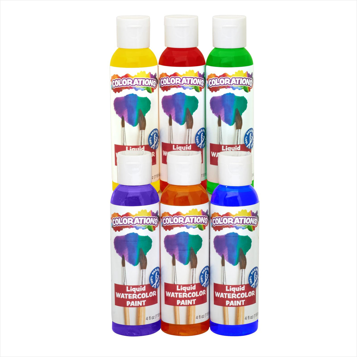 Colorations LWPACK liquid watercolor paint set with six vibrant colors for posters and crafts.