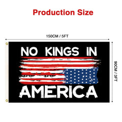 Colorato No Kings in America flag close-up of brass grommets for easy hanging