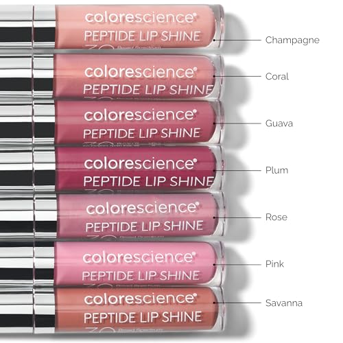 Colorescience Peptide Lip Shine packaging highlights nourishing ingredients.