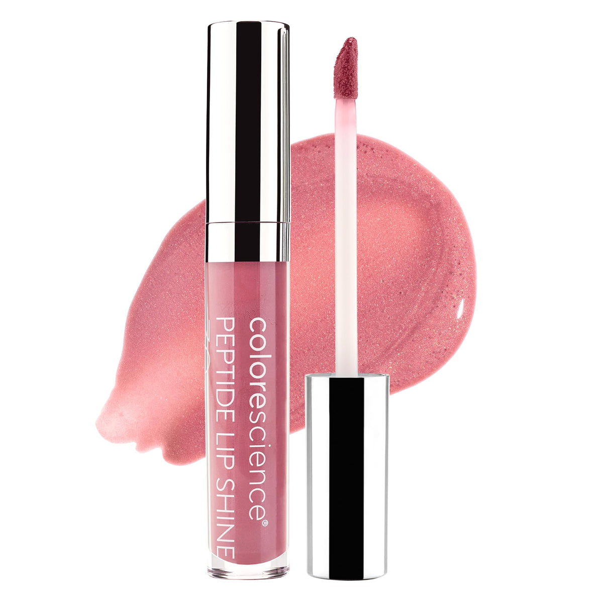 Colorescience Peptide Lip Shine Rose bottle with SPF 30 protection on the go.