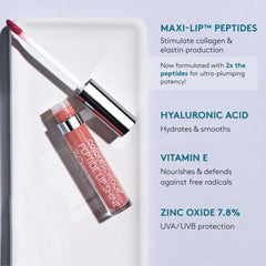 Colorescience Peptide Lip Shine Rose swatches show subtle color and shine.