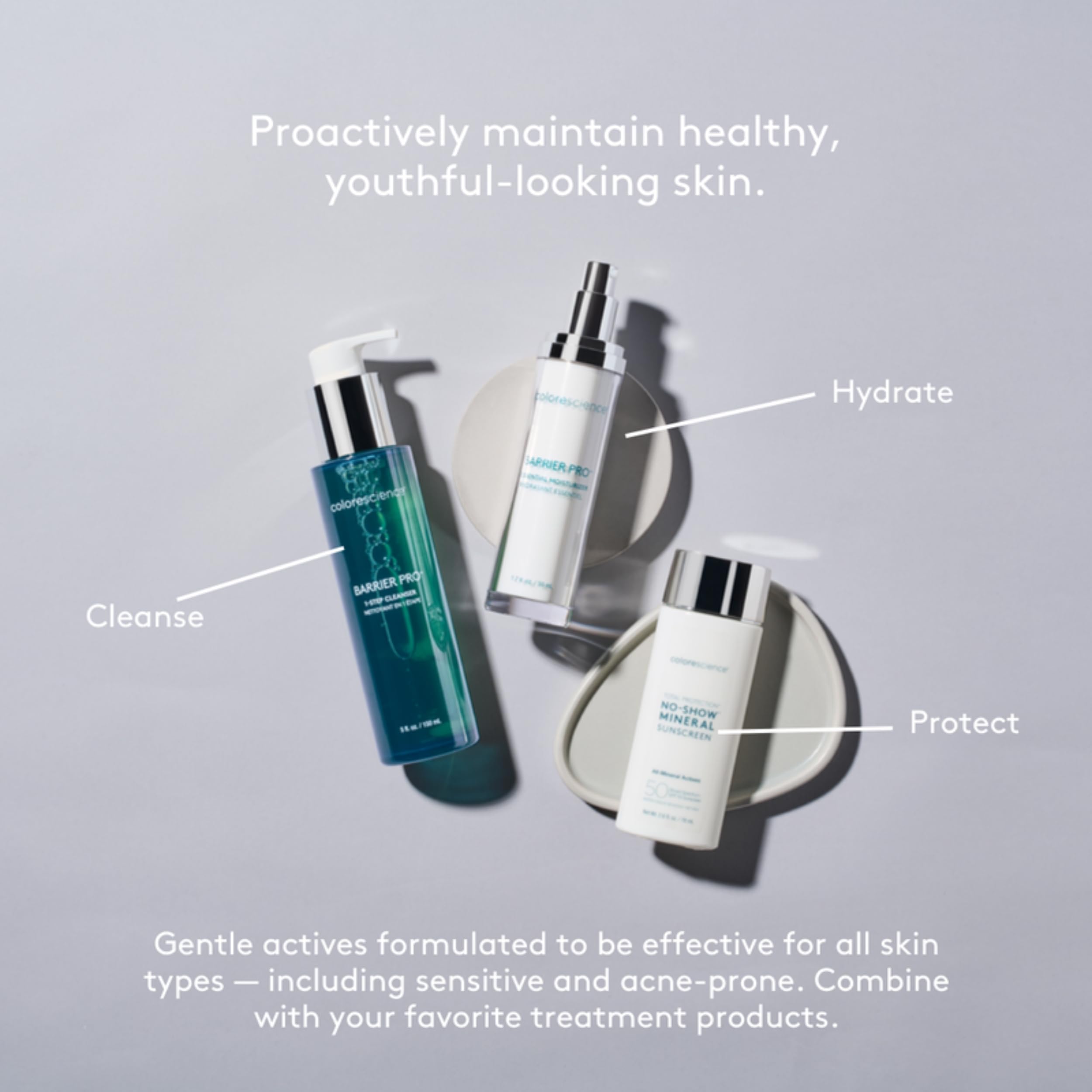 Colorescience sheer mineral finish minimizes visible texture with no cast.