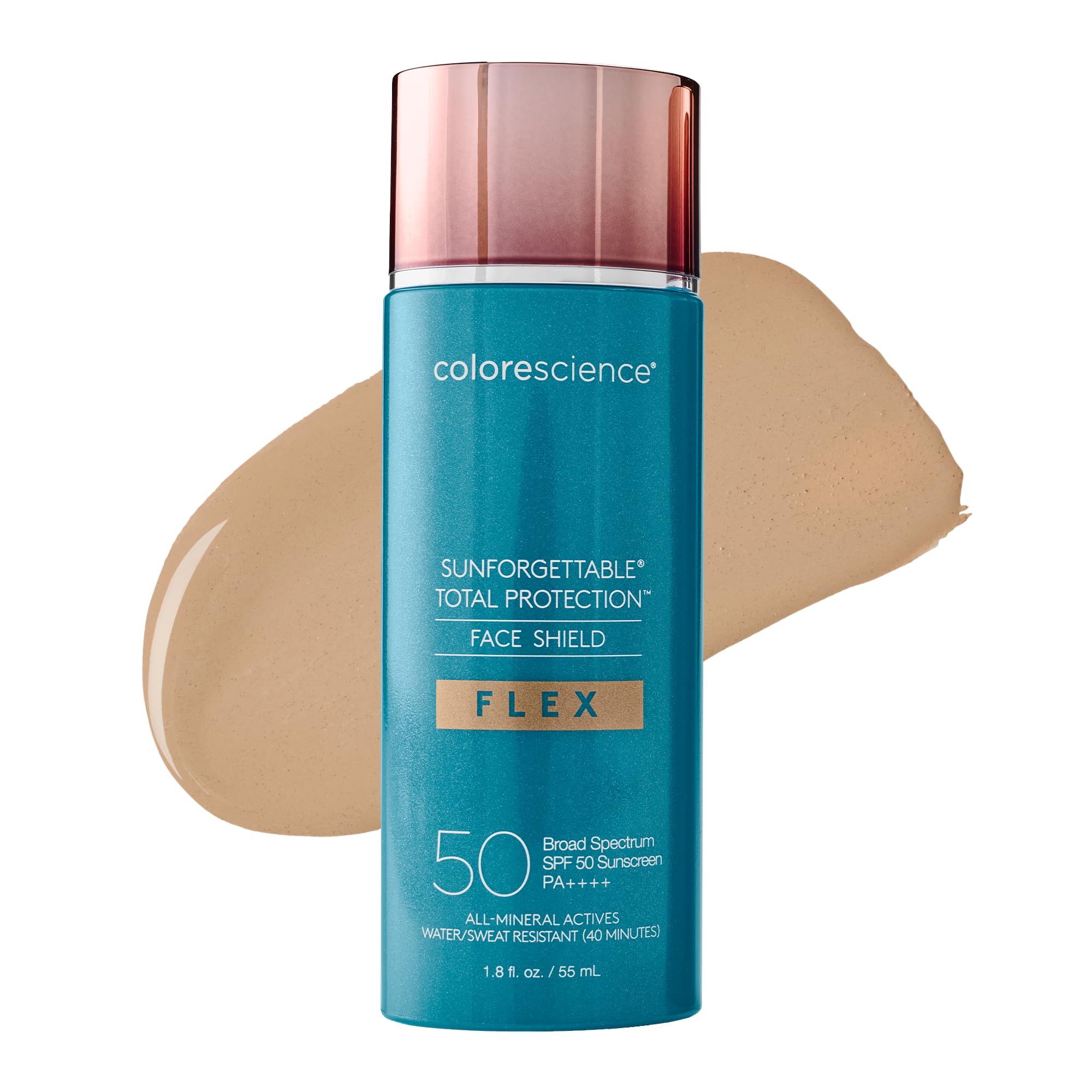 Colorescience Total Protection Face Shield Flex SPF 50 bottle with pump and mineral tint