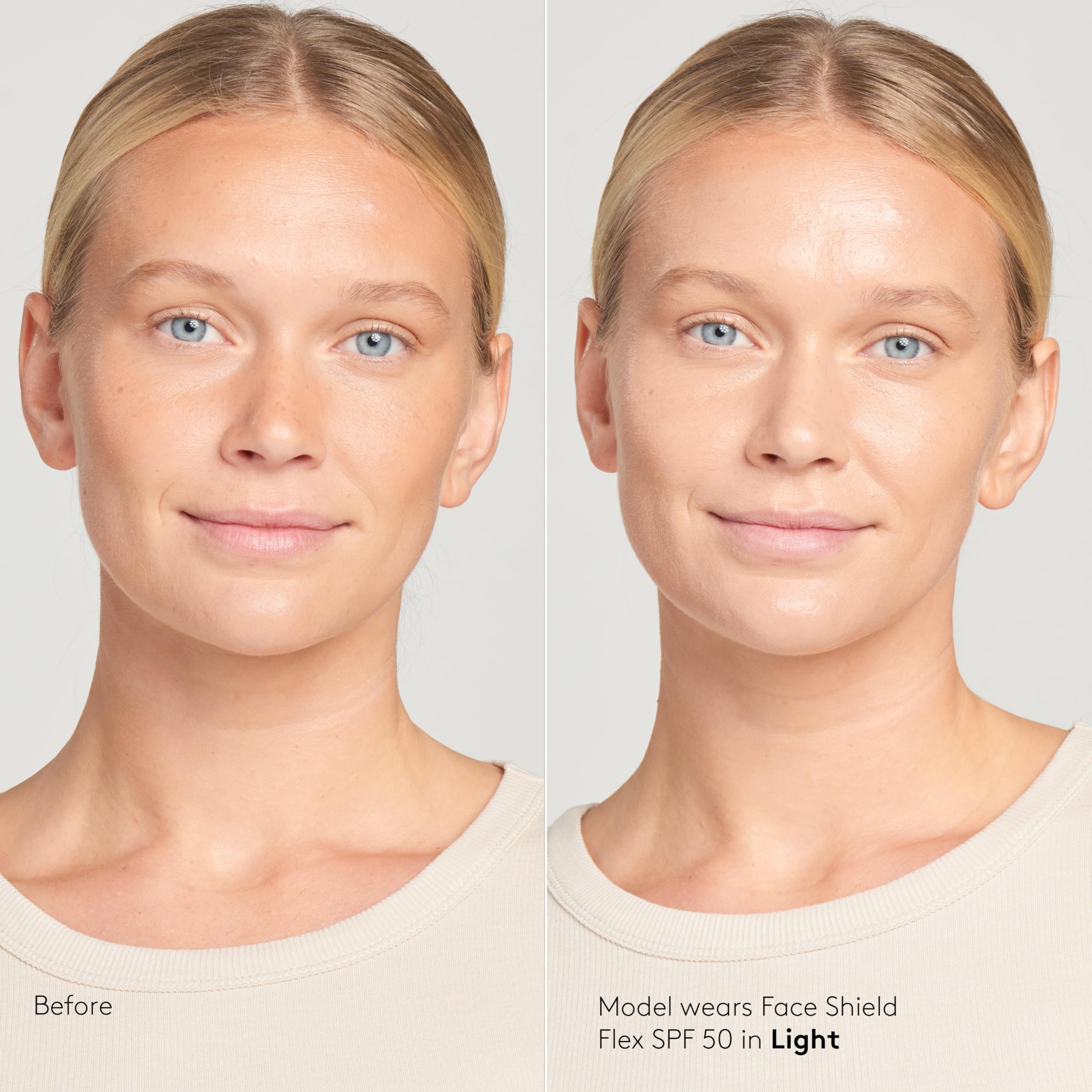 Colorescience Total Protection Face Shield Flex finger-blend demonstrates demi-matte finish