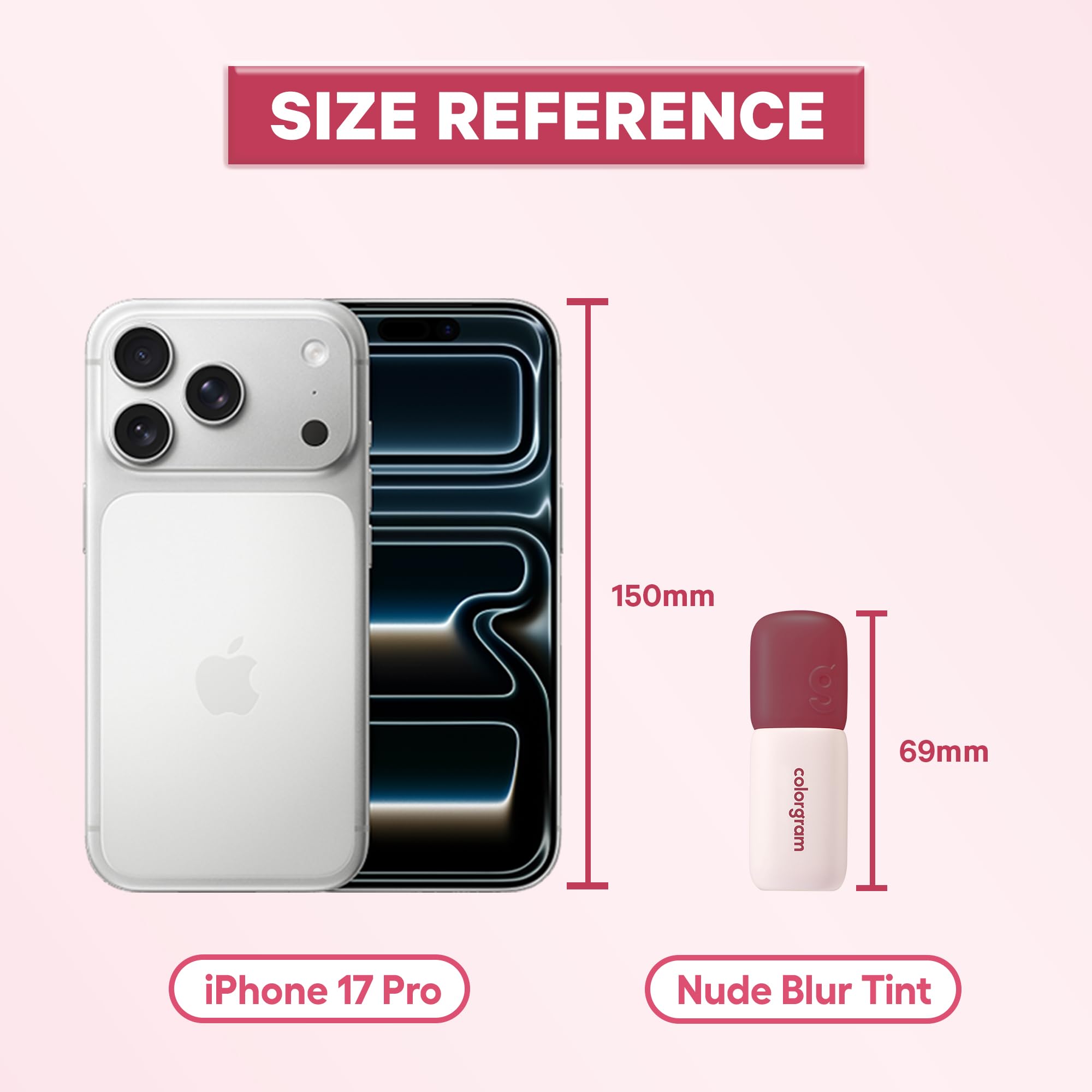 COLORGRAM Nude Blur Tint 07 Geek Rose application guide for smooth blend on lips.