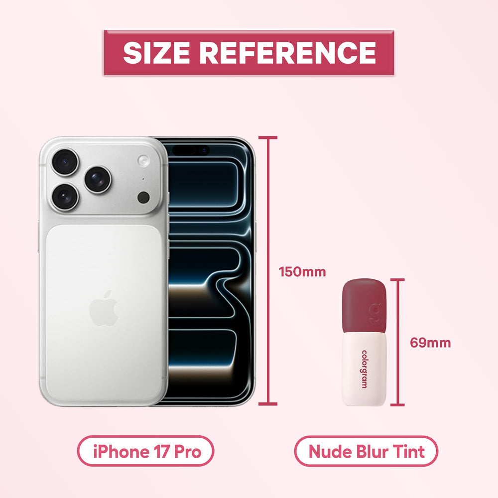 COLORGRAM Nude Blur Tint 07 Geek Rose application guide for smooth blend on lips.