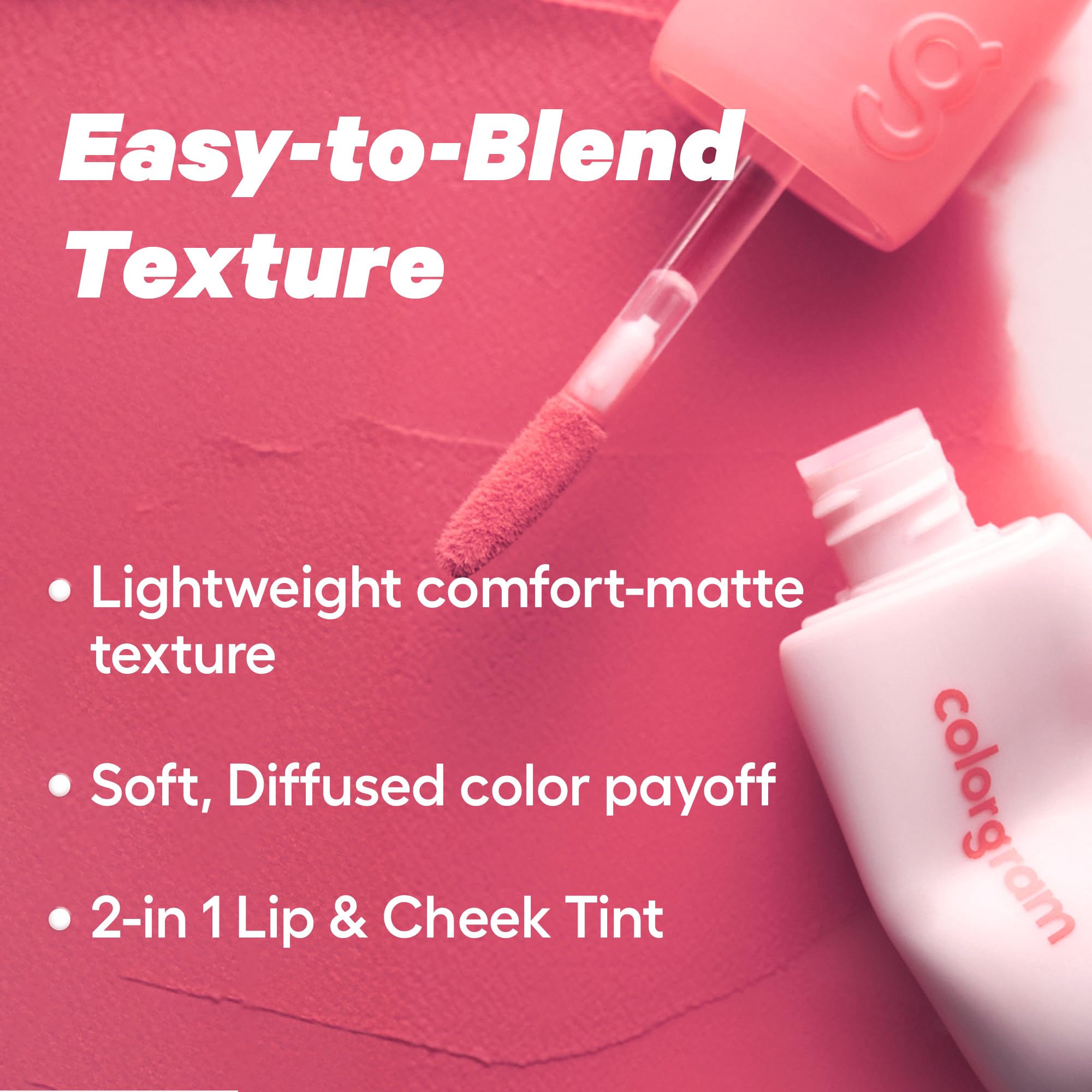 COLORGRAM Nude Blur Tint 07 Geek Rose texture swatch with airy powdery look.