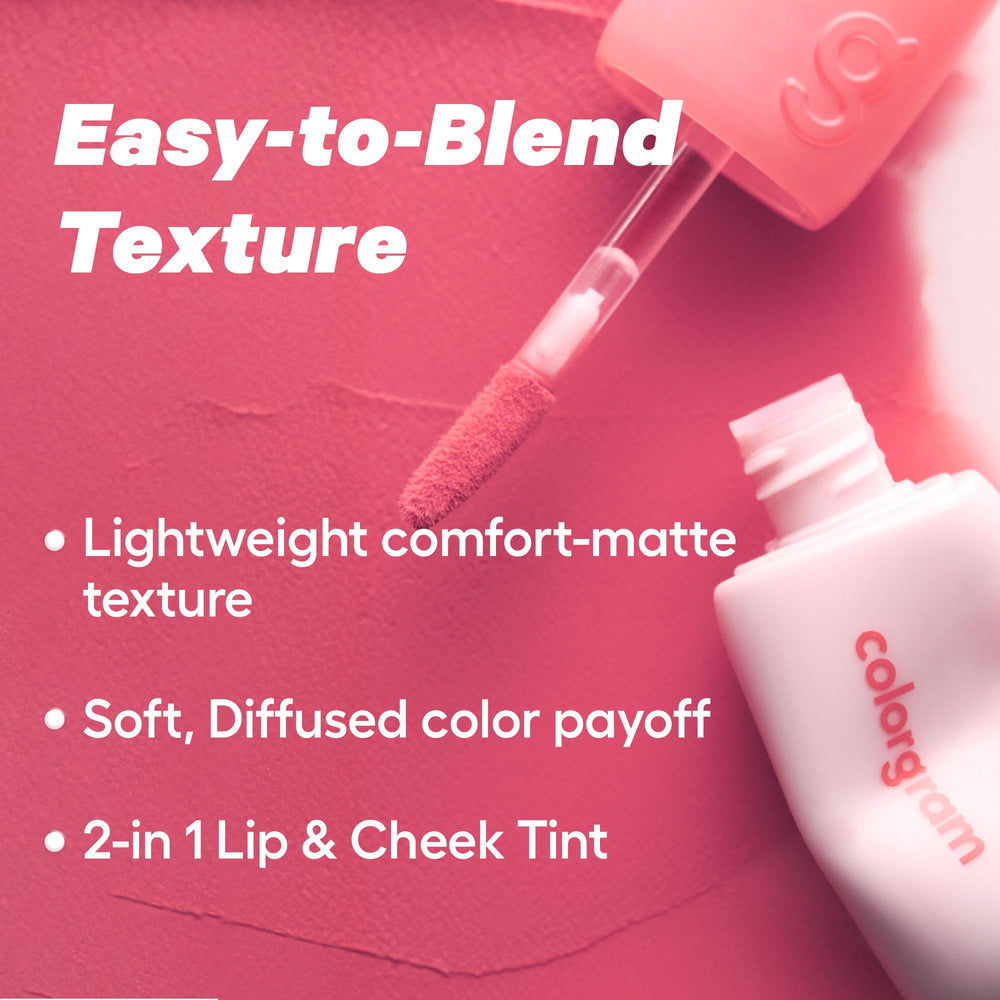 COLORGRAM Nude Blur Tint 07 Geek Rose texture swatch with airy powdery look.