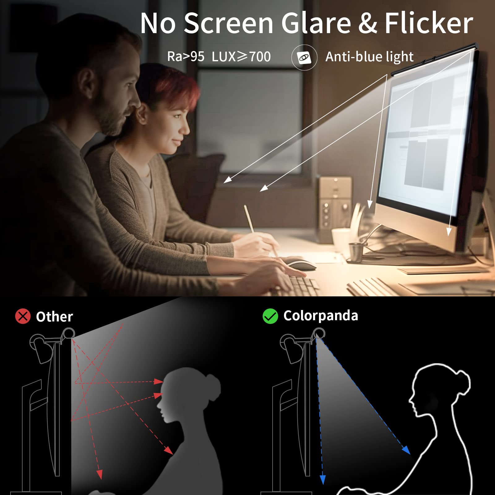 Colorpanda anti glare design promotes comfortable viewing during long sessions.