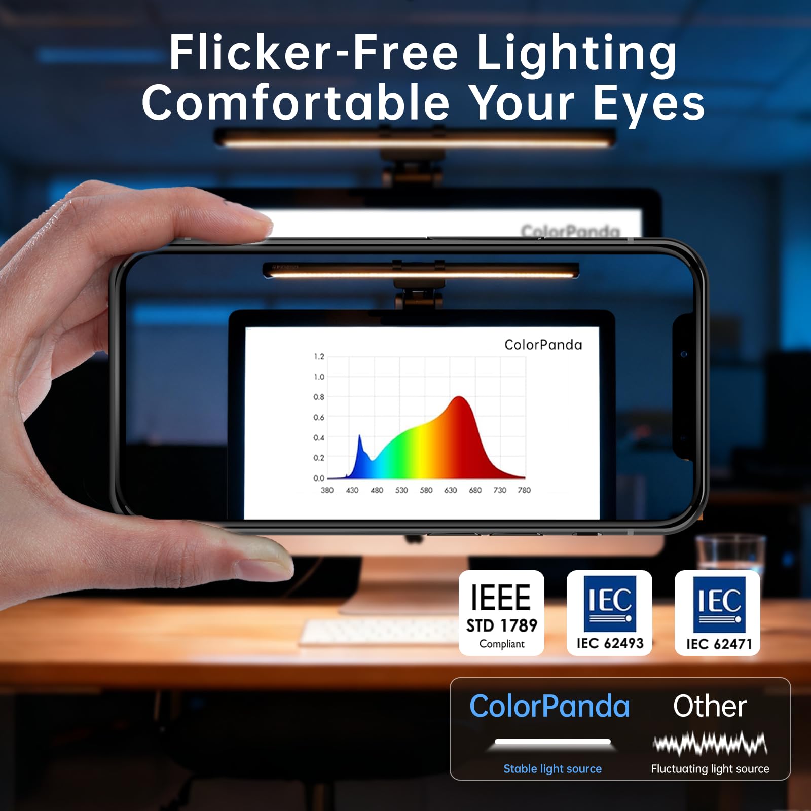 Colorpanda flicker-free LED helps steady illumination for concentration.