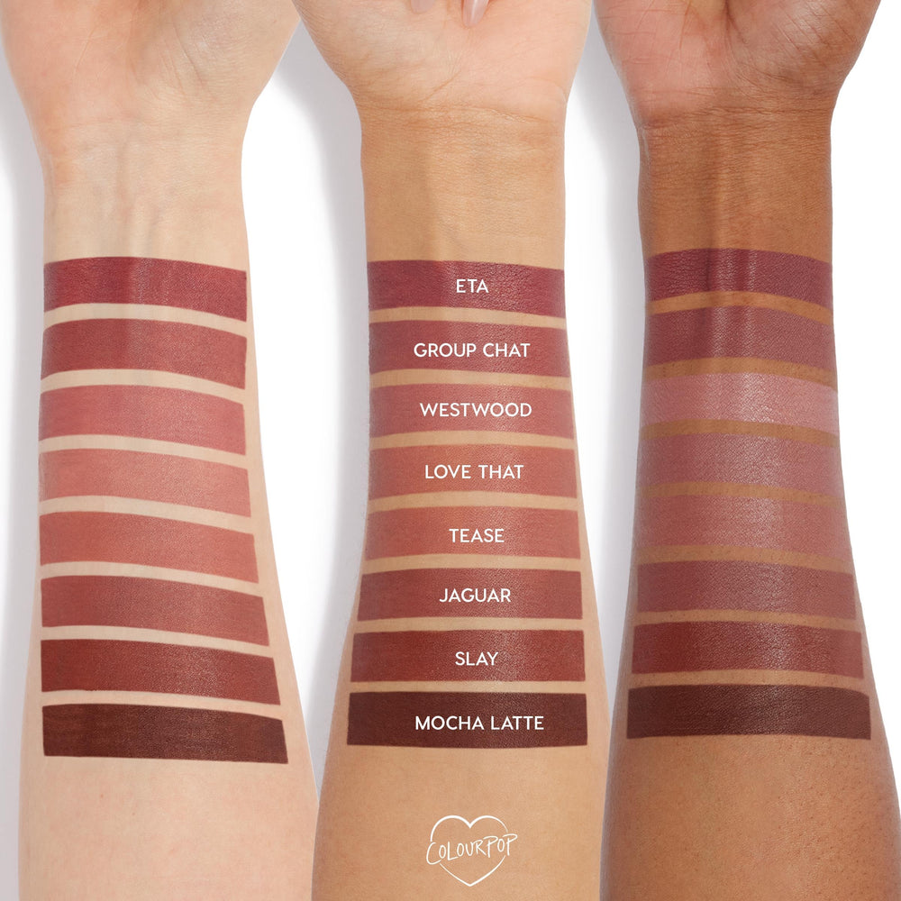 ColourPop So Juicy Plumping Lip Liner Westwood on lips delivering defined shape.