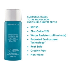 Colorscience Total Protection Face Shield Matte SPF 50 pore-blur on skin.