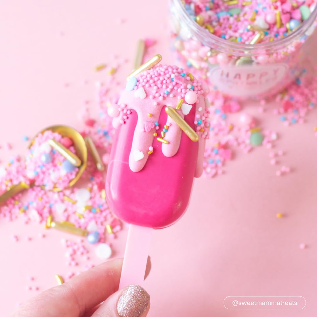 Colour Mill hot pink fondant application creates smooth color finish.
