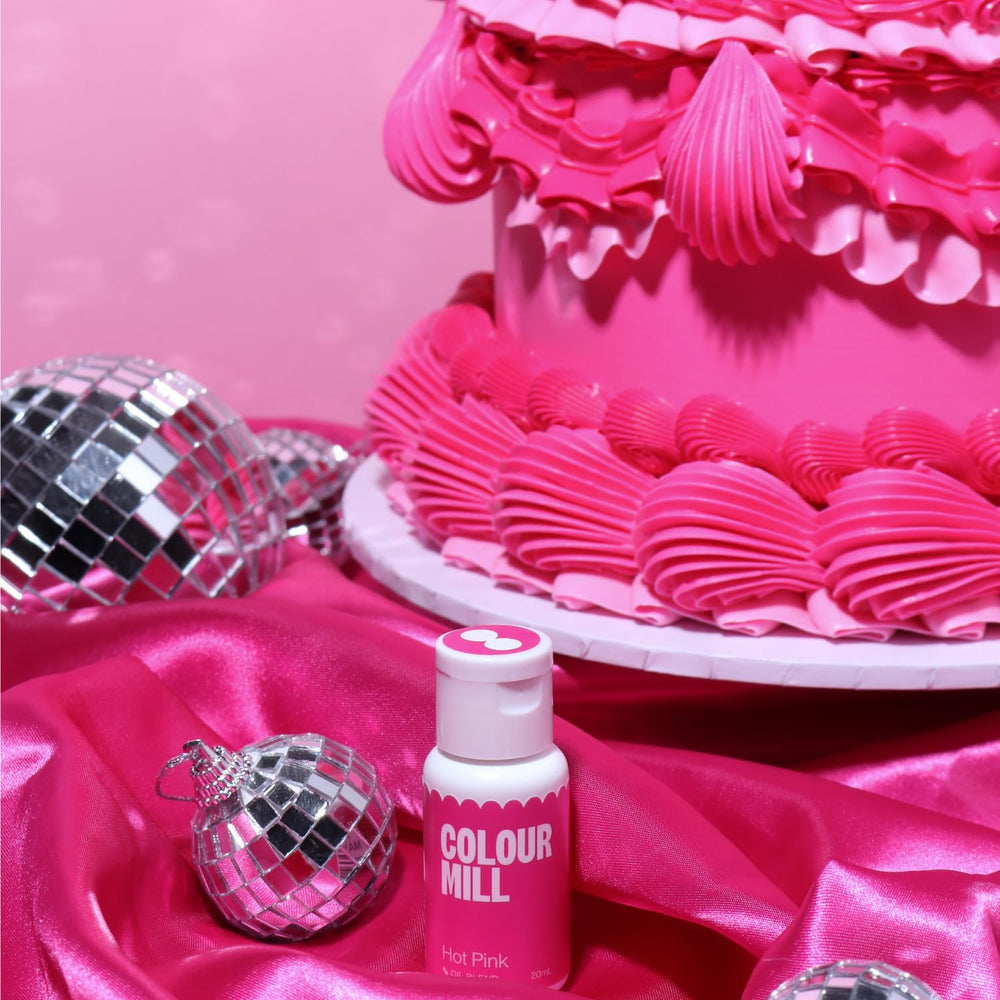 Colour Mill hot pink swatches show true shade and coverage on fondant.