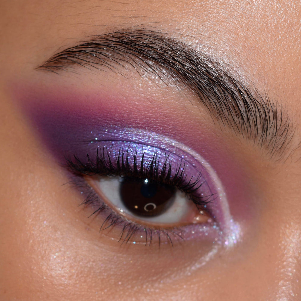 ColourPop All Amethyst applying with a flat firmer brush for maximum payoff.