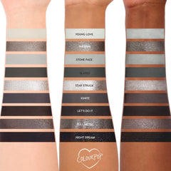 Close-up of ColourPop Blowin' Smoke metallic shades catching light.