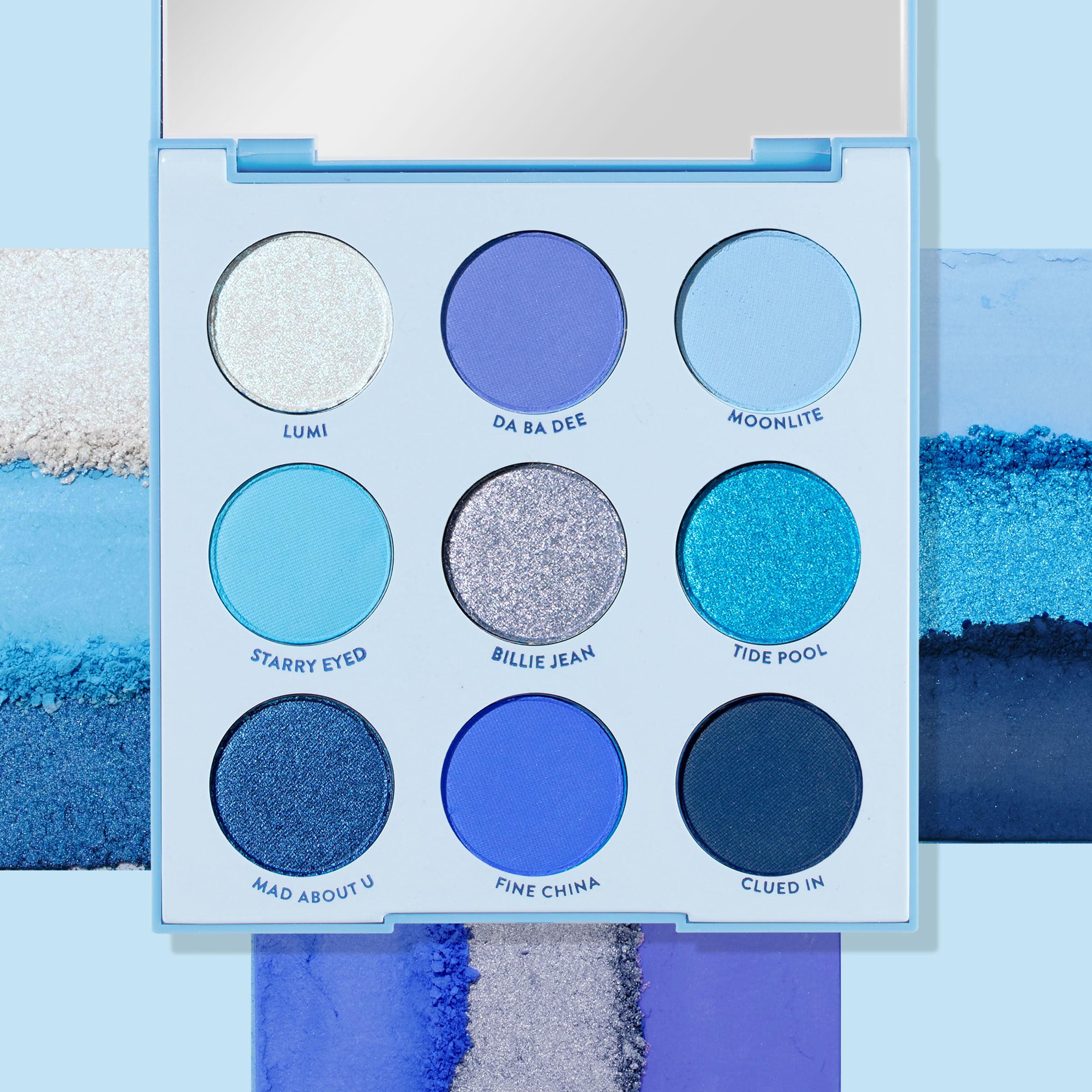 ColourPop Blue Moon metallic shades catch light for shimmering accents.