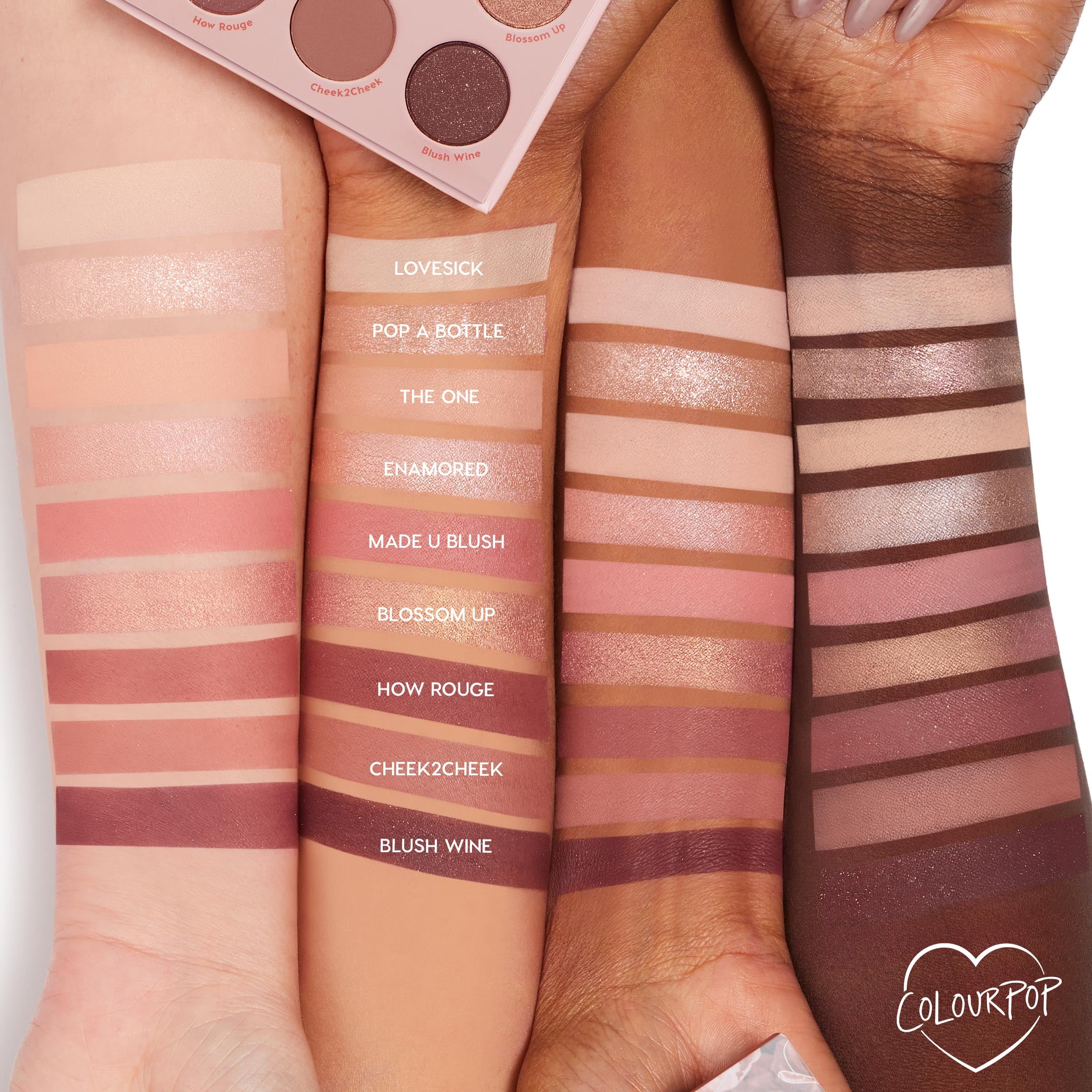 ColourPop Blush Crush matte shades offer buildable depth.