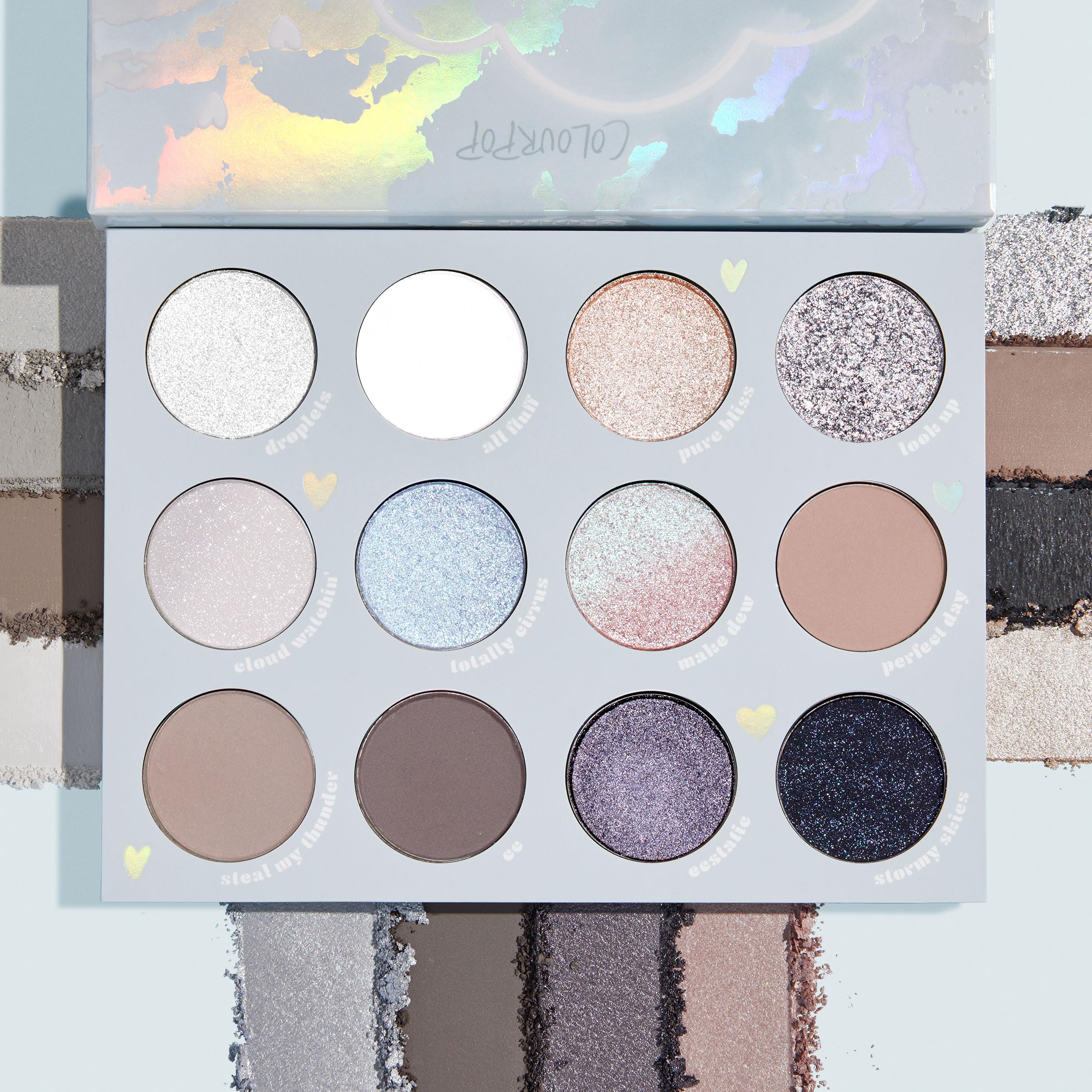 ColourPop Cloud 9 swatches show matte and metallic payoff for versatile looks