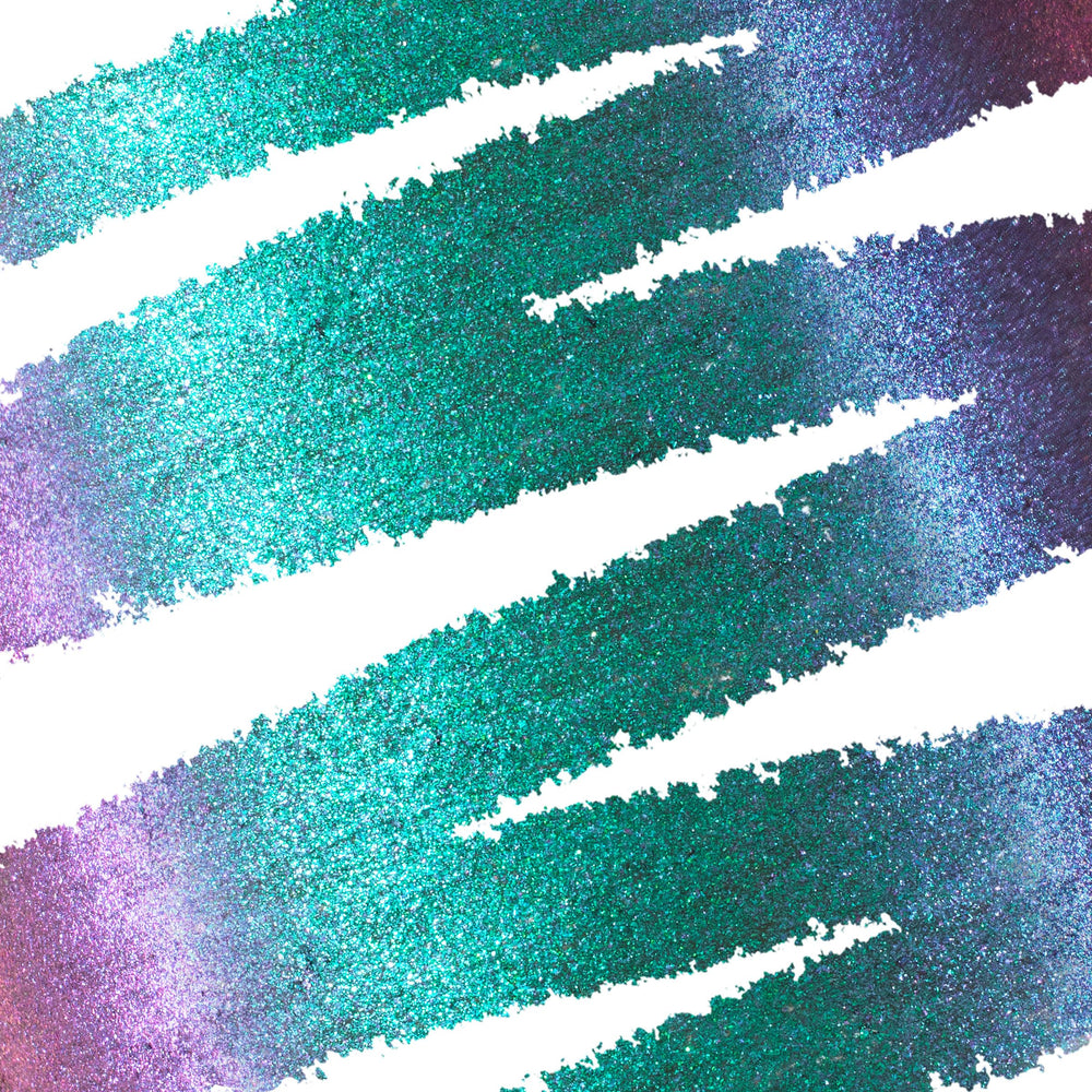 Power Trip eyeliner swatch on waterline showing bold color payoff.