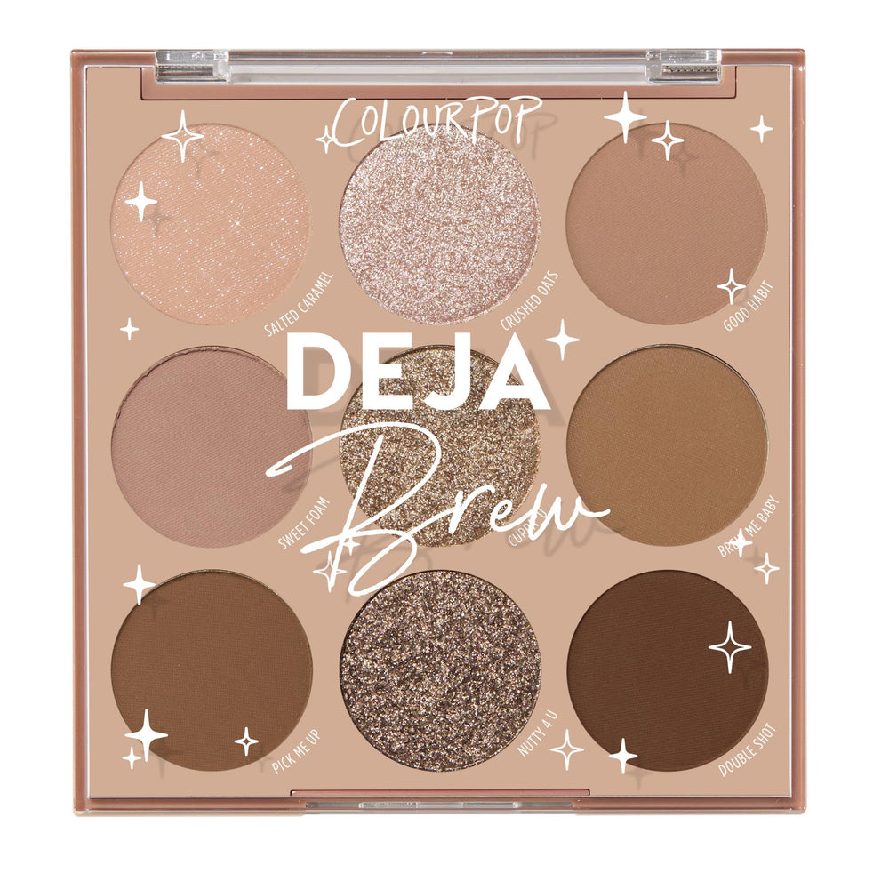 ColourPop Deja Brew palette front view for easy storage and quick daily looks