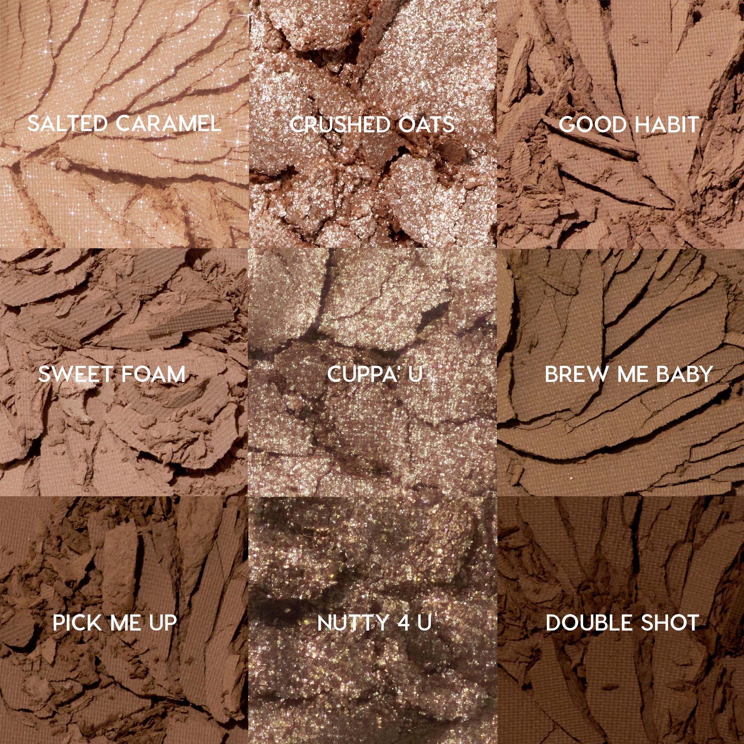 ColourPop Deja Brew open swatches showcase cool-toned nude shades for versatile edits