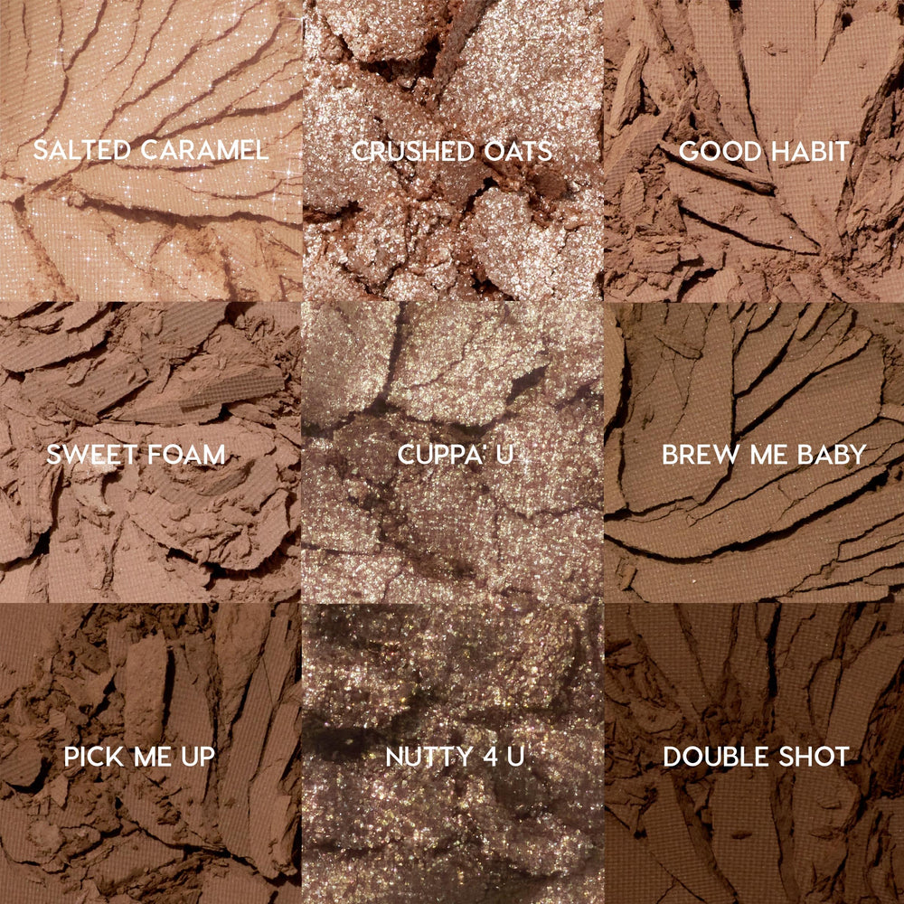 ColourPop Deja Brew open swatches showcase cool-toned nude shades for versatile edits