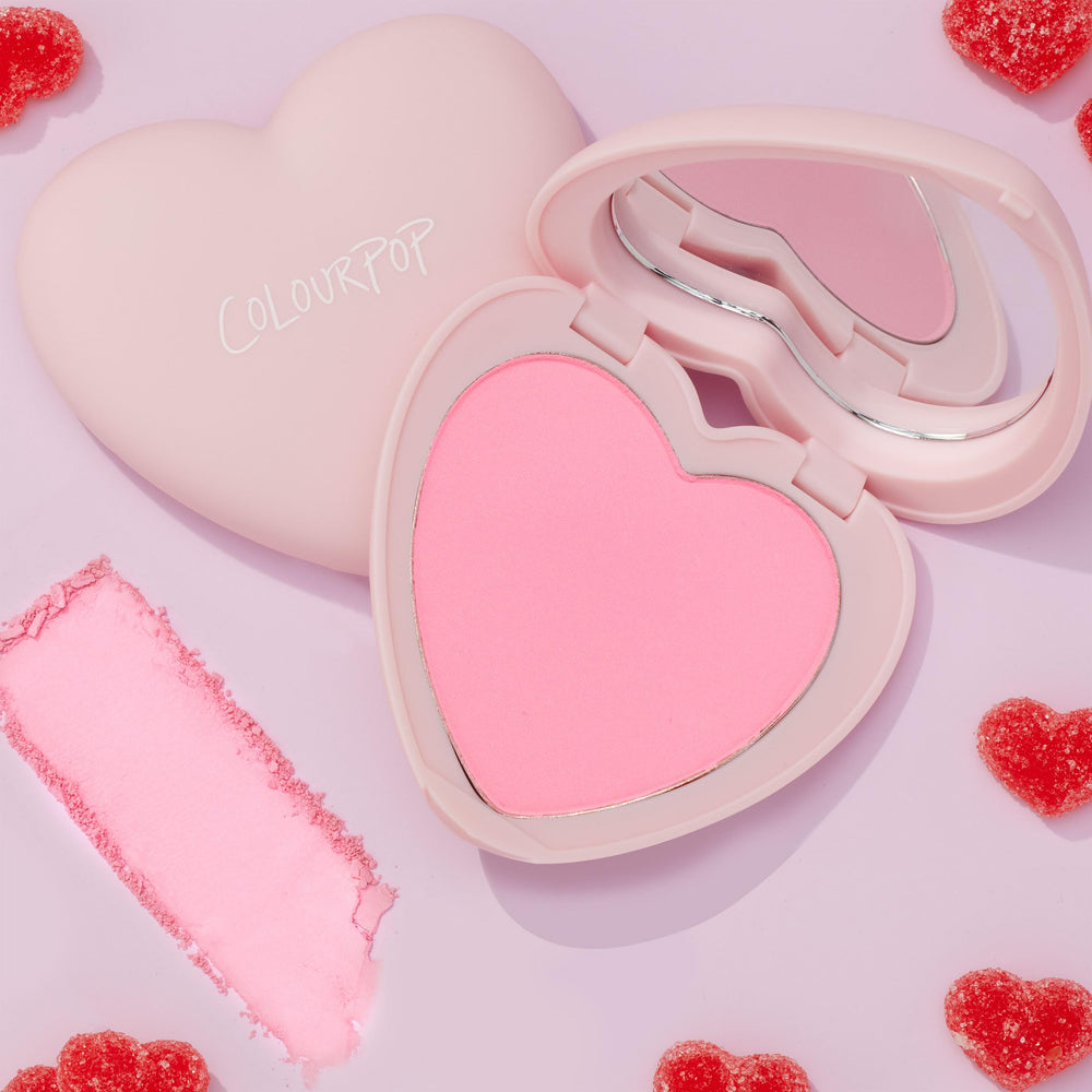 ColourPop Silky Powder Blush Sweetheart matte finish enhances natural glow.