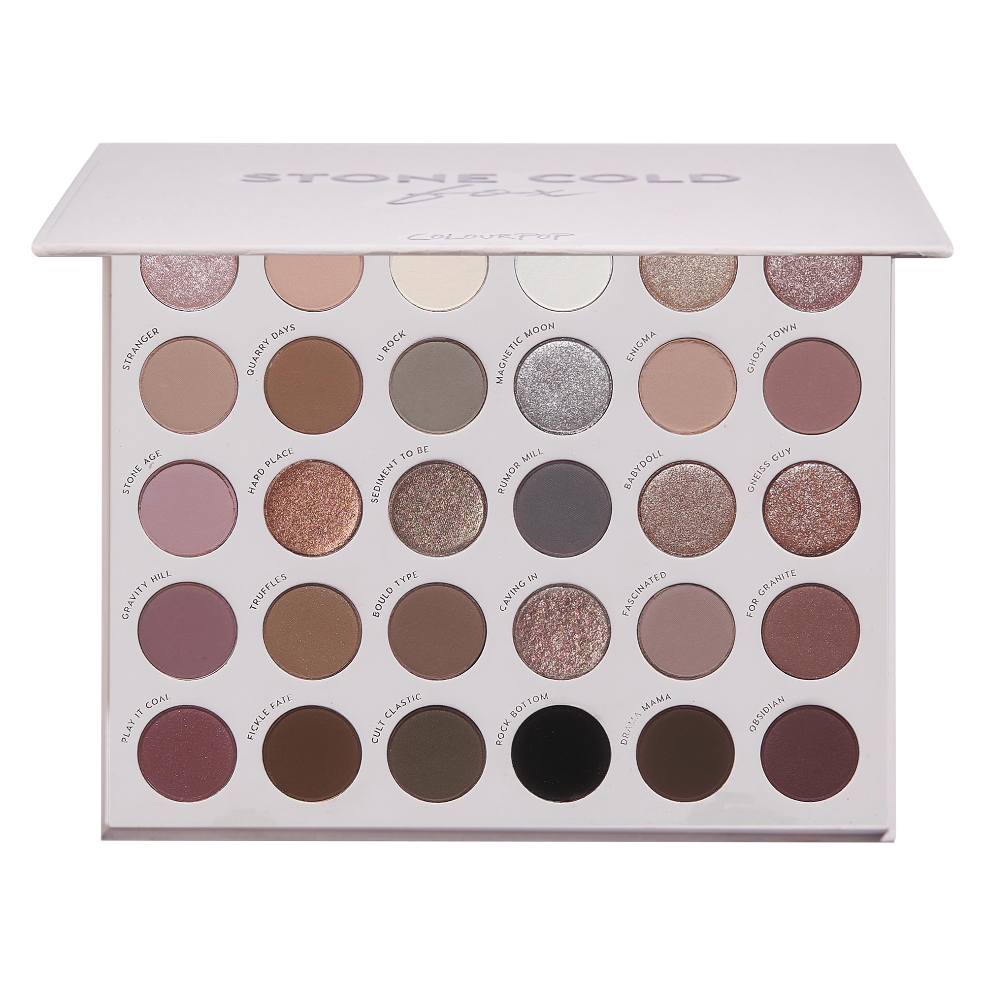 ColourPop Stone Cold Fox palette cover with cool tones for versatile day-to-night looks