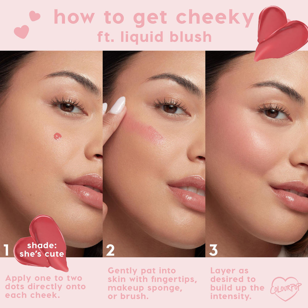 ColourPop Weightless Liquid Blush with niacinamide helps smooth skin.