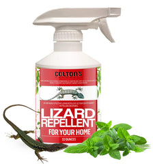 Colton's Naturals lizard repellent bottle with peppermint scent for indoor and outdoor use.