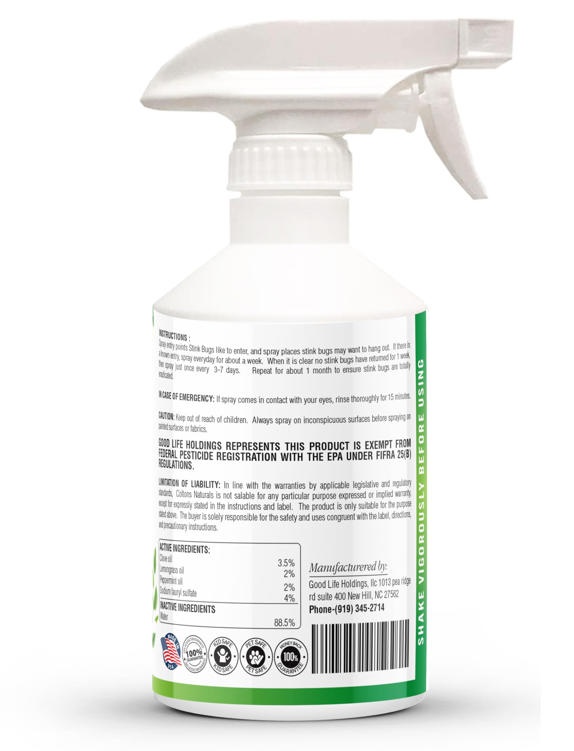 Colton's Naturals repellent scent near entry points for porch.