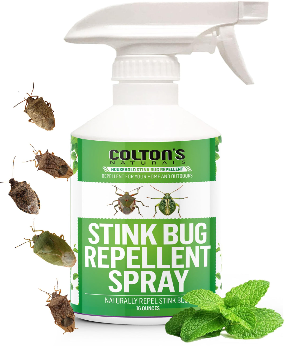 Colton's Naturals stink bug repellent spray bottle ready for indoor use.