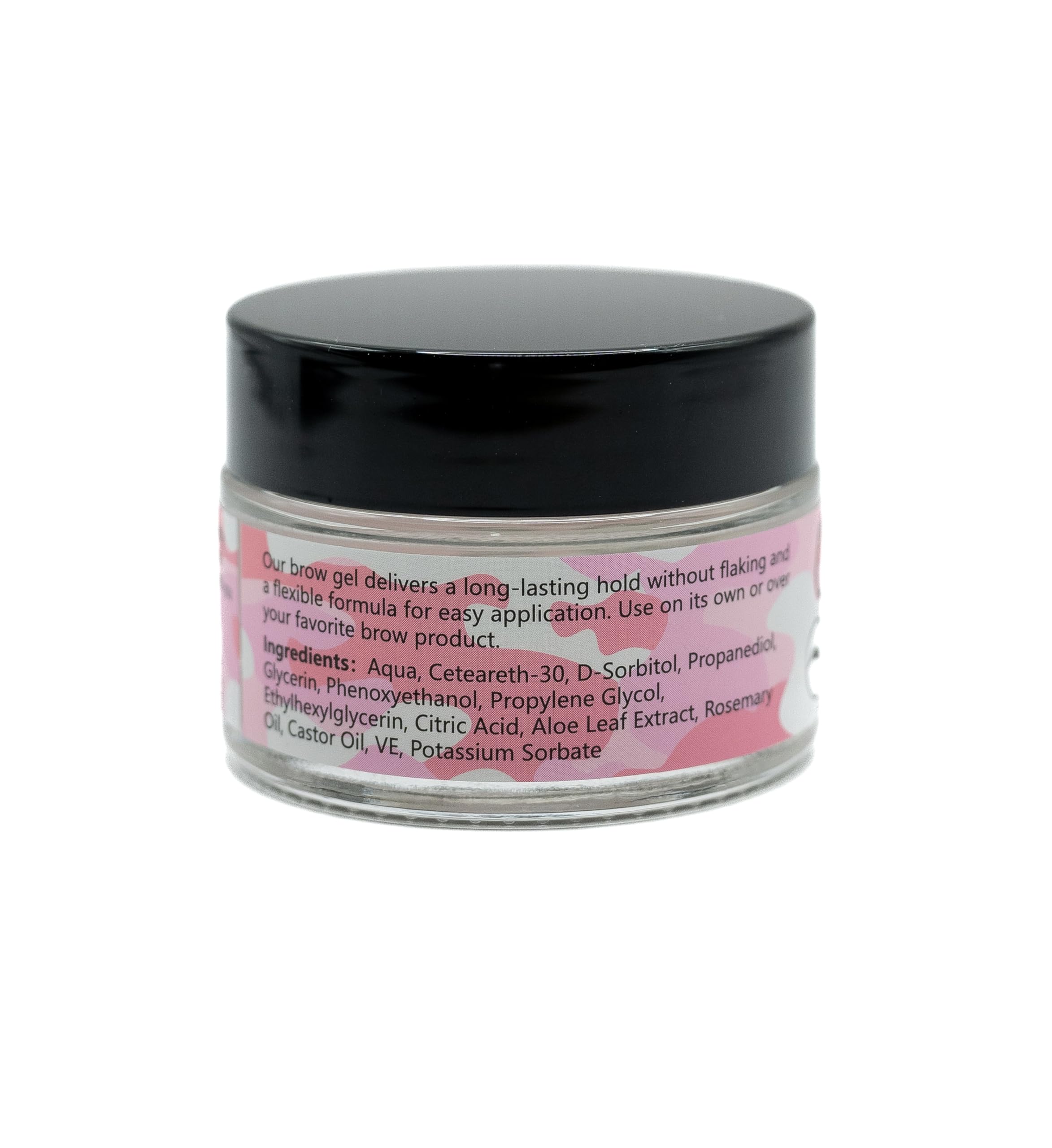 Combat Gel brow finish closeup emphasizes natural-looking hold throughout the day.
