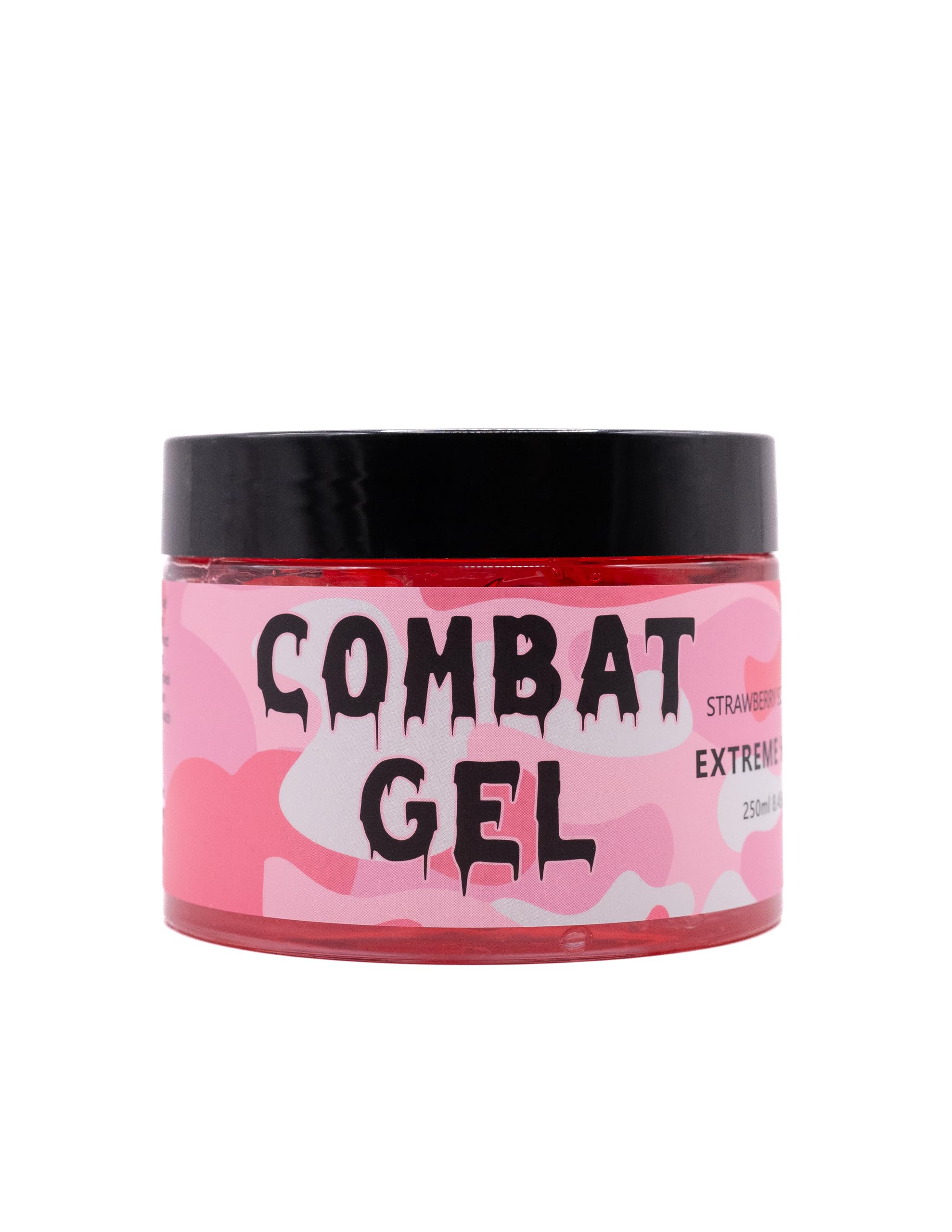 Combat Gel Extreme Hold in-use hair slick delivers defined curls and hold.