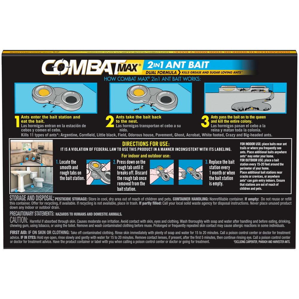 Combat Max 2in1 ant bait station replace bait emphasizes easy maintenance.