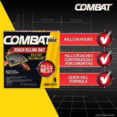Combat Max 8-count killing baits arranged for broad roach coverage.