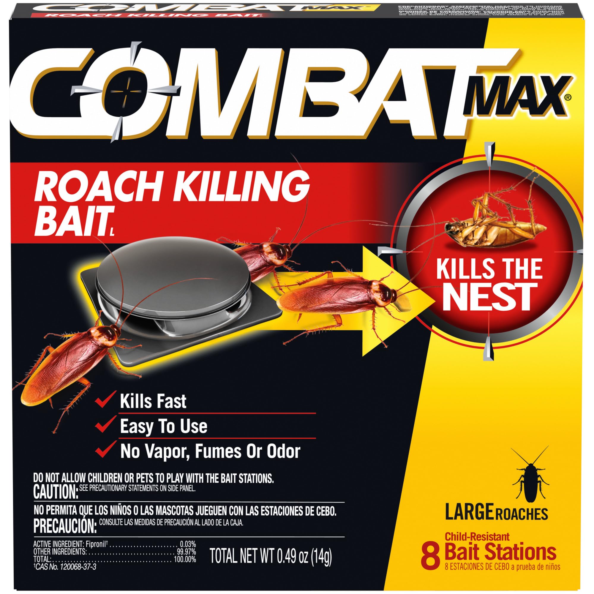 Combat Max large roach bait stations attract pests and target the nest.