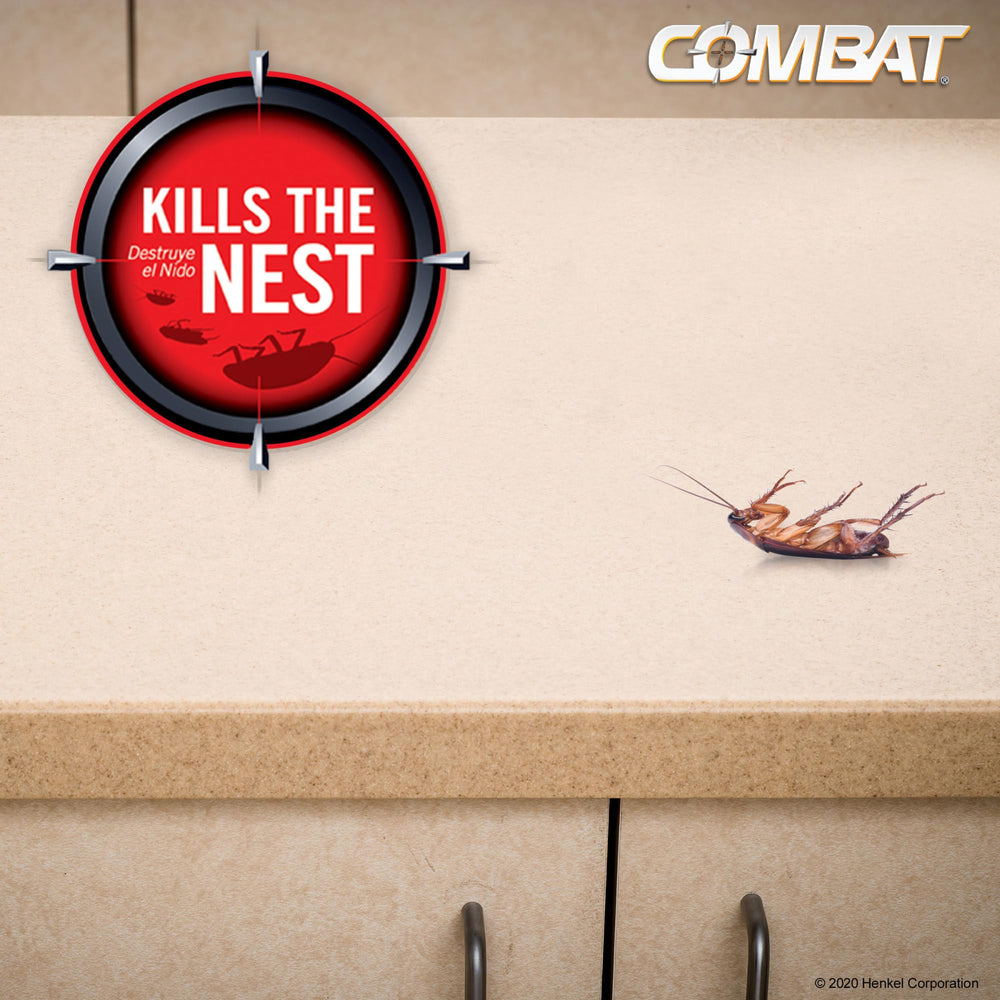 Combat roach bait station behind appliance targets roaches near devices