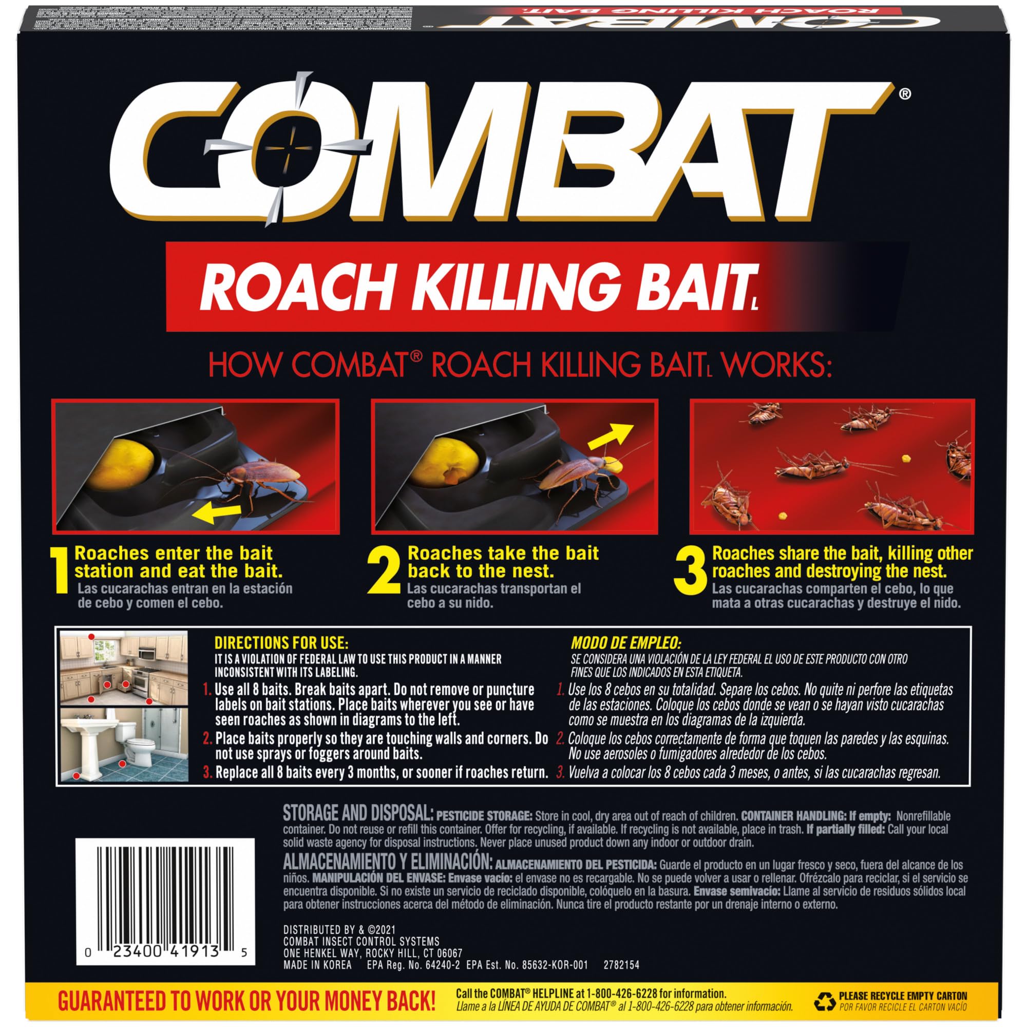 Combat roach bait station child-resistant packaging promotes safer handling
