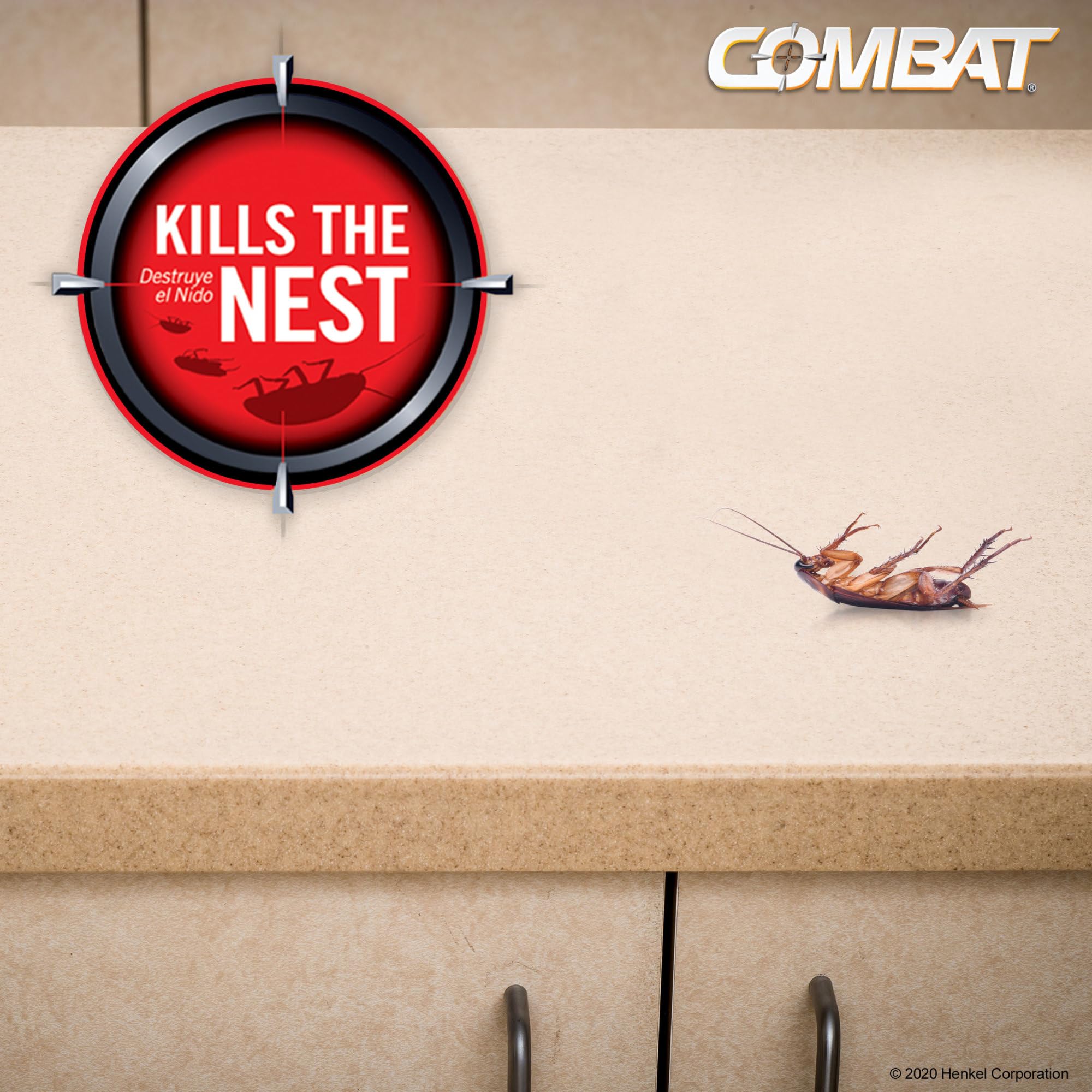 Combat roach bait station kills eggs and roaches with bait